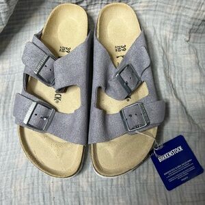 Birkenstock Arizona Suede Glitter Purple Sandals